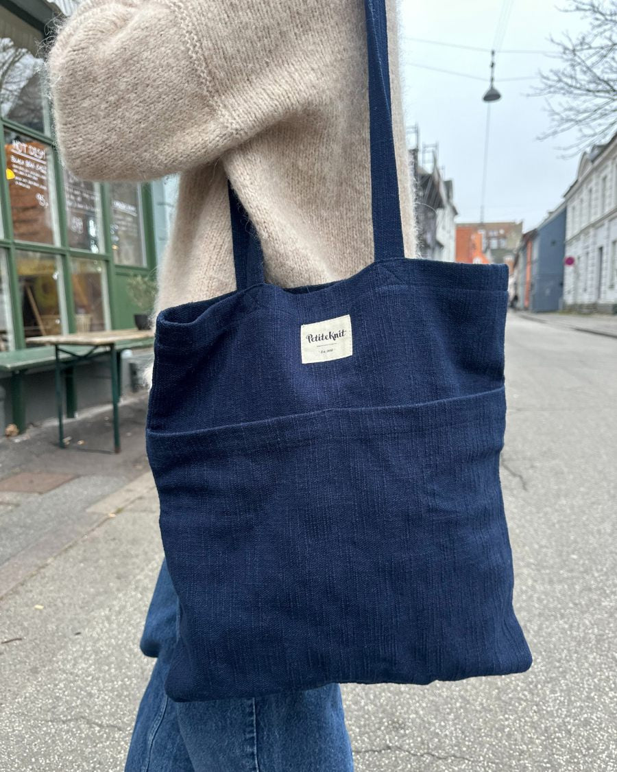 PetiteKnit Knitters Tote Bag - Navy Slub
